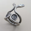 Shiana Fine Silver Amphisbaena Two-Headed Snake Ring (Size 6+)