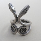 Shiana Fine Silver Amphisbaena Two-Headed Snake Ring (Size 6+)